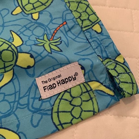NWT Flap Happy Swim Trunks, Blue & Green Turtle Design, Boys Size 12M - Picture 6 of 10
